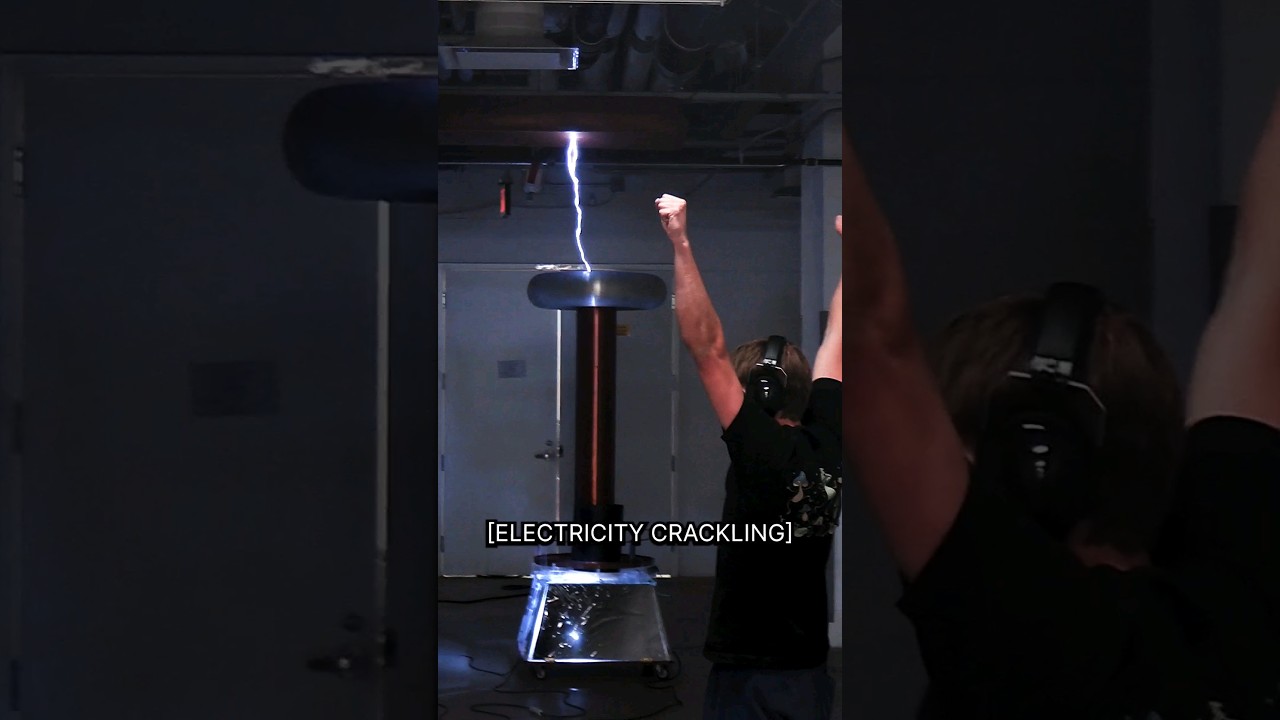 We set up a HUGE Tesla coil! #shorts