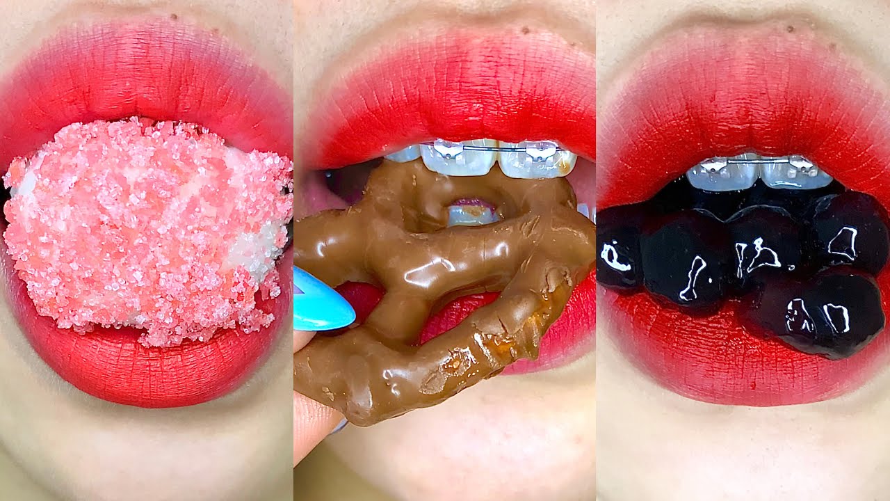asmr MINT CHOCOLATE TAPIOCA PEARLS CHIASEED ICE PRETZEL CHOCOBALL HARIBO PUDDING GUMMY eating sounds