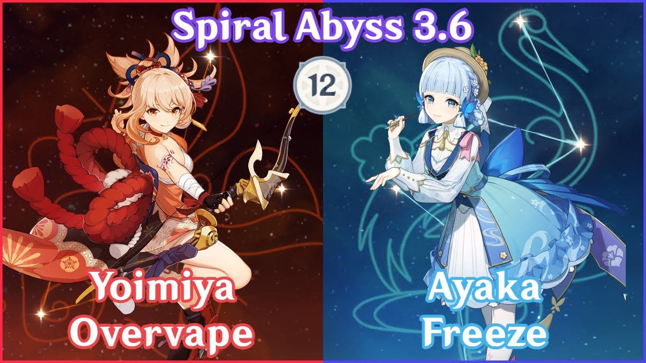 【GI】NEW Spiral Abyss 3.6 - C0 Yoimiya Overvape x C0 Ayaka Freeze Full Star Clear! Ft: Beidou Mona