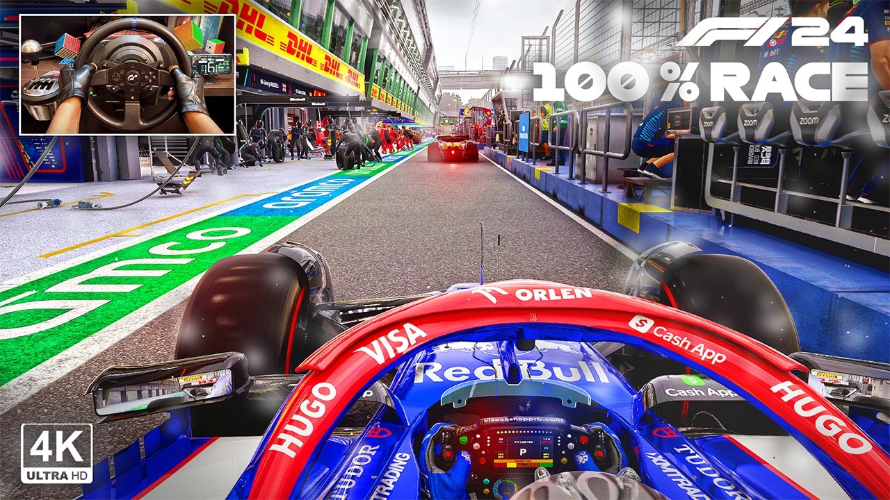 Daniel Ricciardo's Racing Bulls VCARB 01 - Singapore GP 100% Race | F1 24 Steering wheel Gameplay