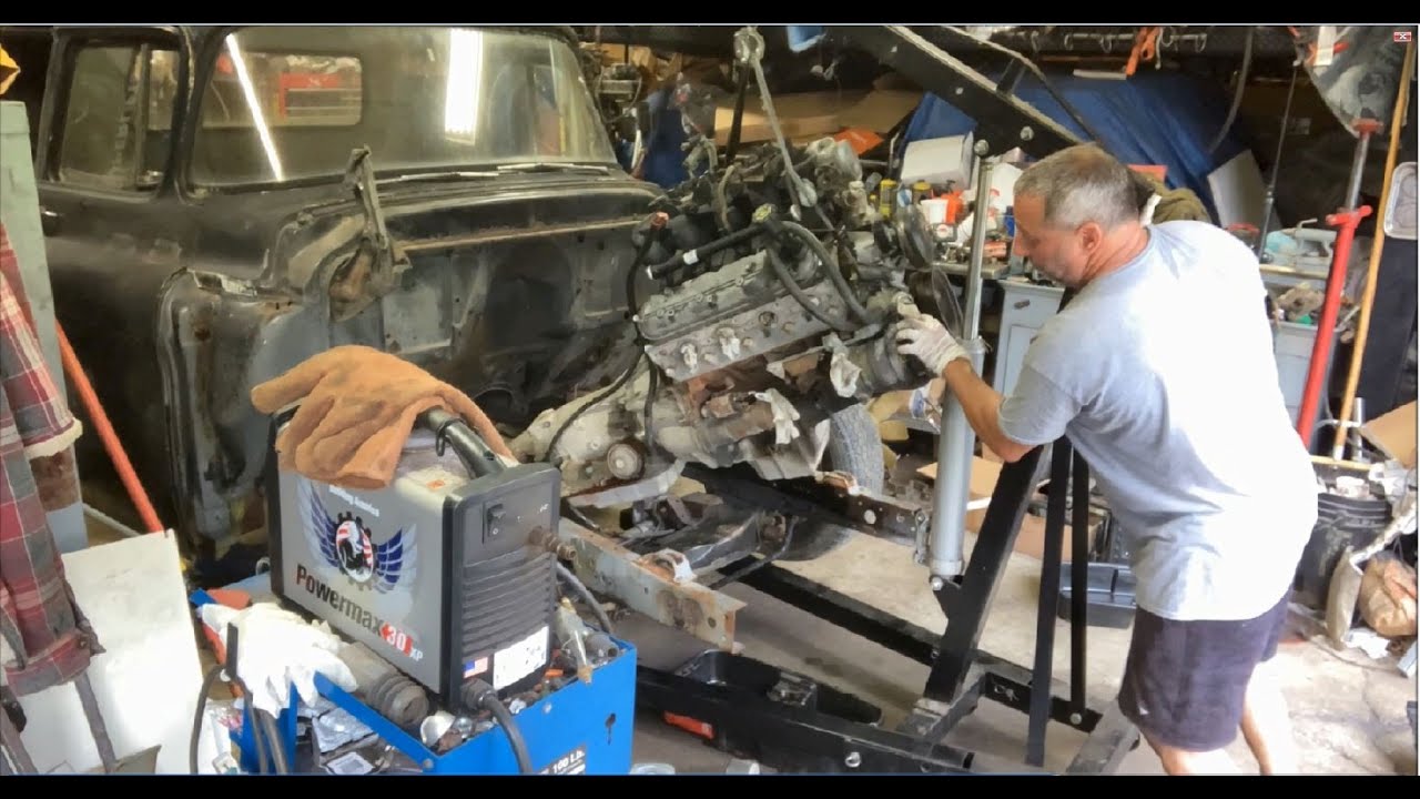 The LS swap starts on my 1956 Chevy Pickup! Time to fly in the engine and trans to prep for mounts.