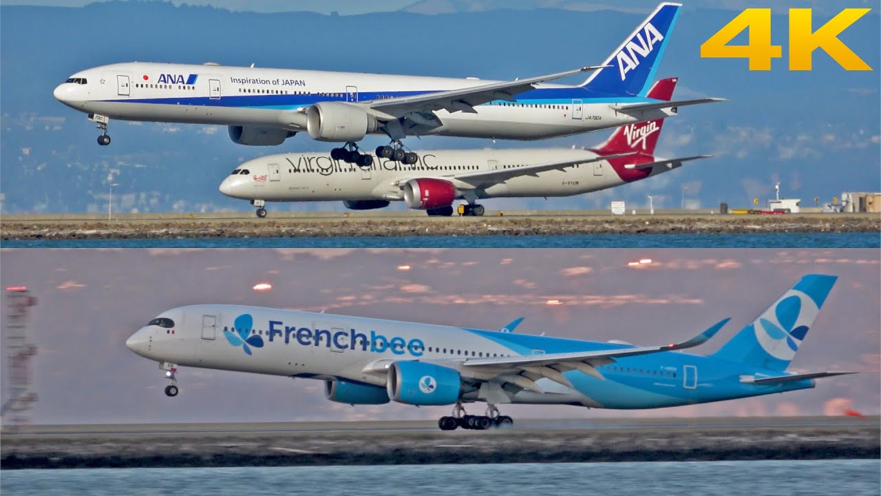 ✈️ AMAZING LANDINGS AND TAKEOFFS AT 🇺🇸 SAN FRANCISCO AIRPORT - 4K PLANE SPOTTING 2025