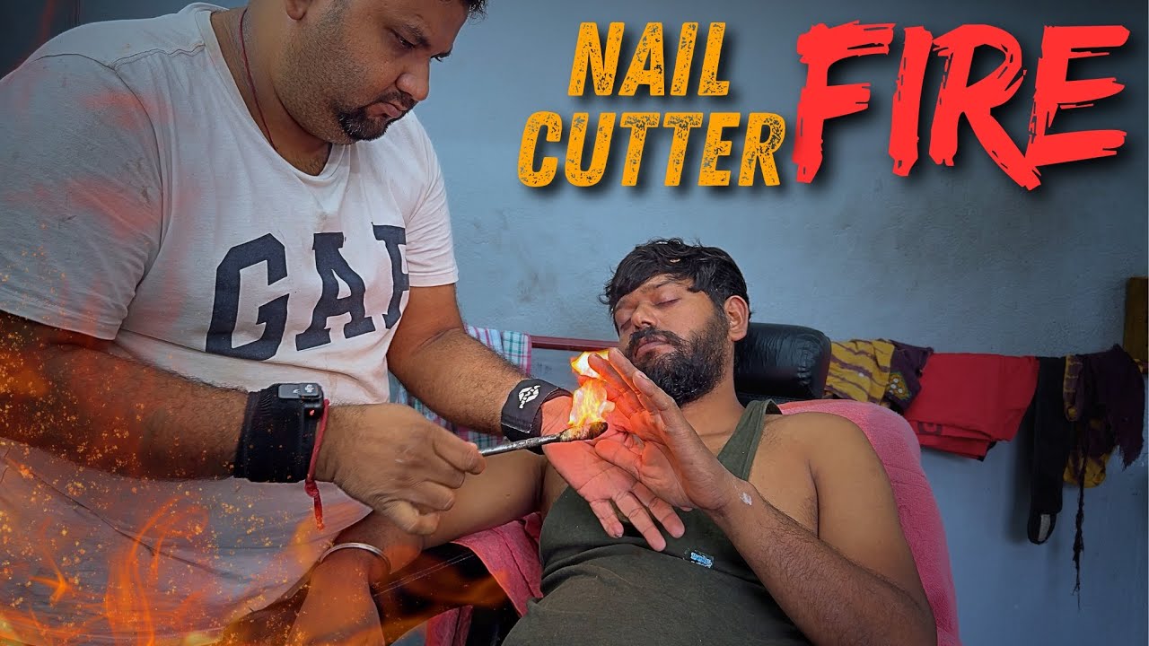 Nail Cutter + Fire = Unexpected Barber Trick! INSANE Shamboo Barber Finger Cleaning ASMR