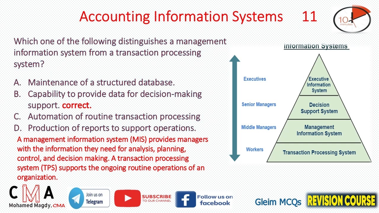 Section F Accounting Information Systems MCQ #11
