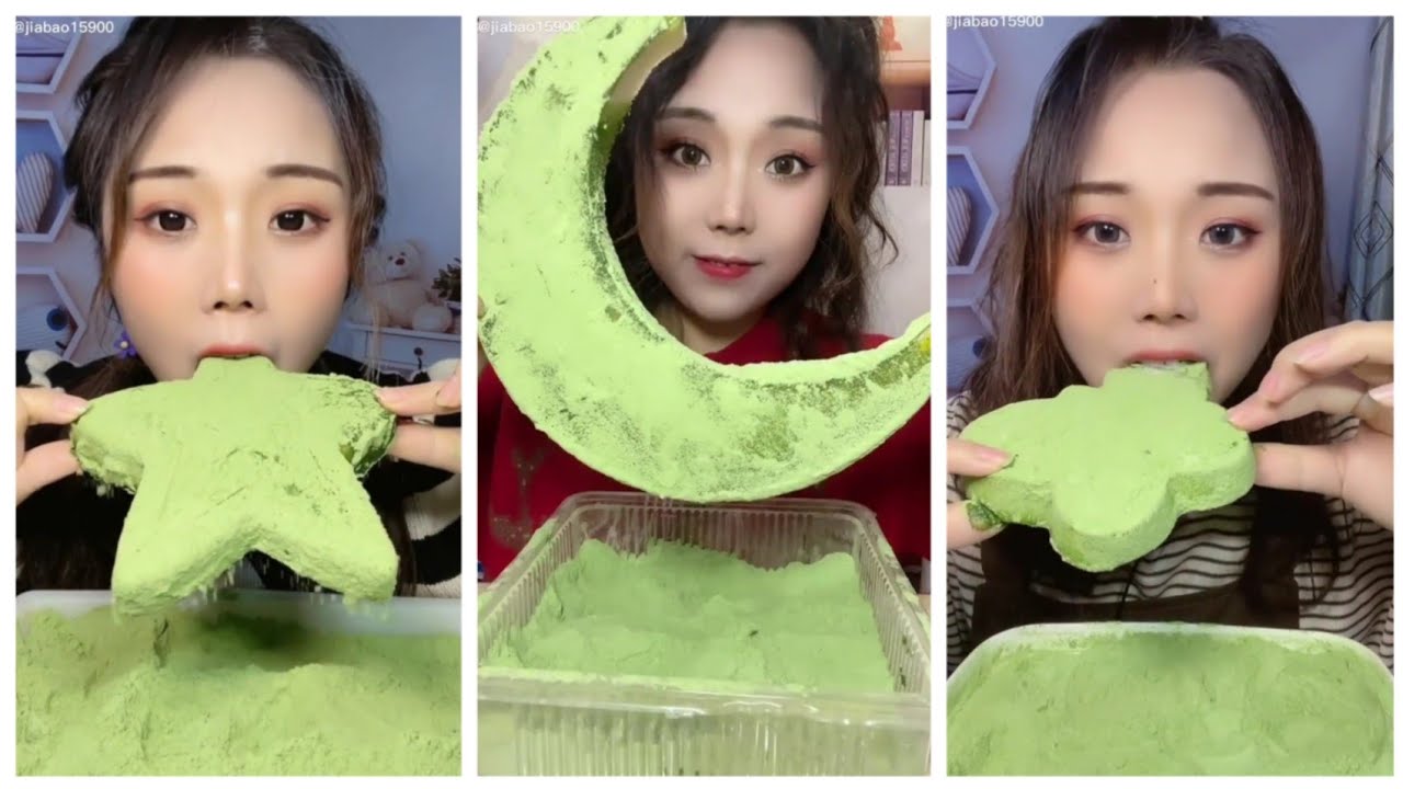 ASMR: Heavy Matcha Powder Ice|Soft Ice| Hard Ice|Foamed ice|White Ice eating|V-Good Crunchy Ice