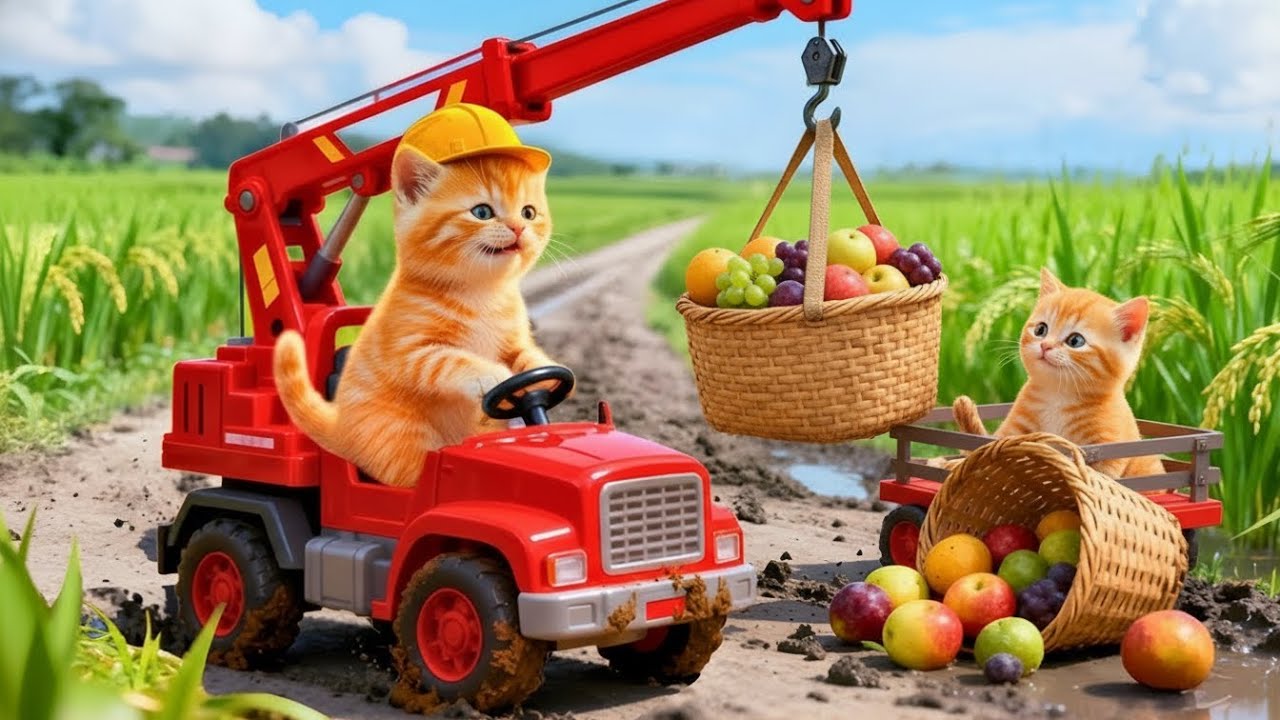 Mama Cat Trims Fur on the Farm and Makes Tiger Hat For Kittens At Home 🐾🎩🐯