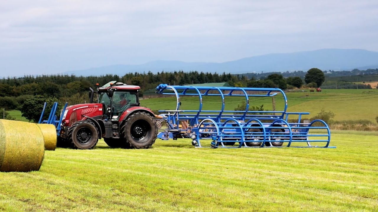 Wilson Engineering Monster Move 12 Bale Trailer moving Round Bales near Killeagh in Cork, Ireland