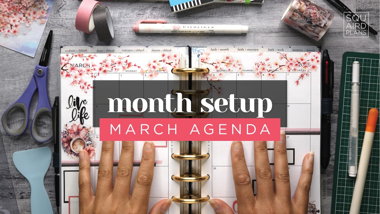 MARCH PLAN WITH ME :: Agenda Monthly Planner Setup in a Half Letter Discbound