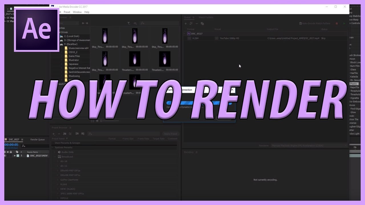 Как выполнить рендеринг/экспорт в Adobe After Effects CC (2017)