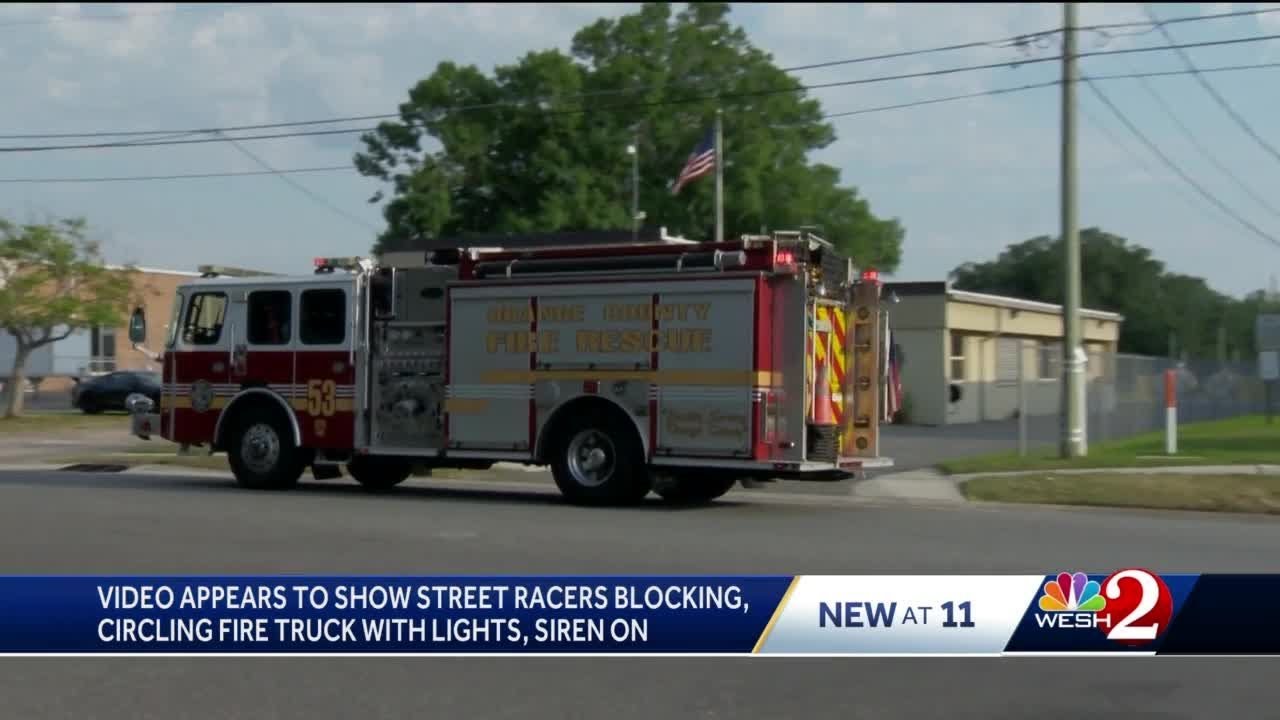 Video shows car blocking, circling around Orange County fire truck