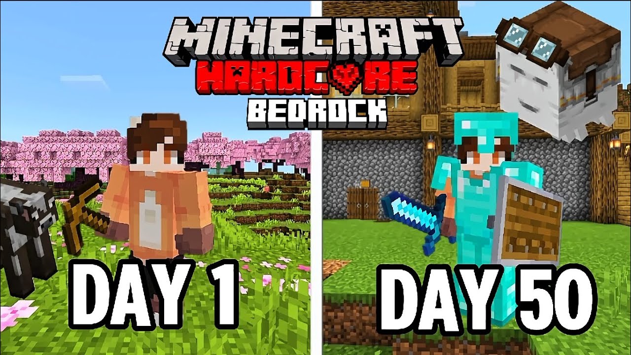 قضيت 100 يوم في ماين كرافت هاردكور الجوال الاصدار الاخير!!!