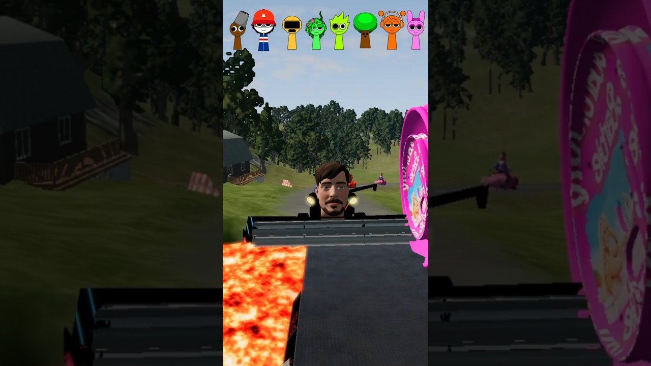 MrBeast & Gummybear & Mario & Spiderman & Squidgame & Cameraman VS Bollard Barbie in BeamNG.Drive