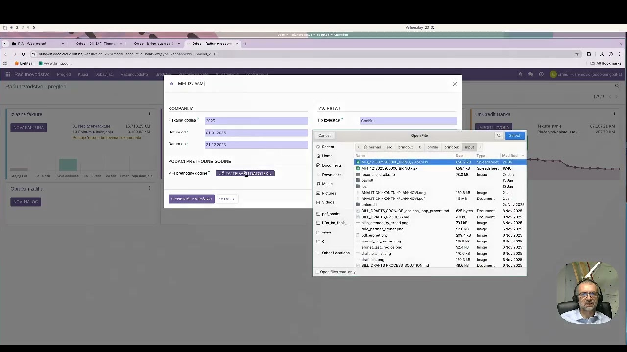 Odoo generacija FIA xlsx obrazaca za završni račun preduzeća u FBiH