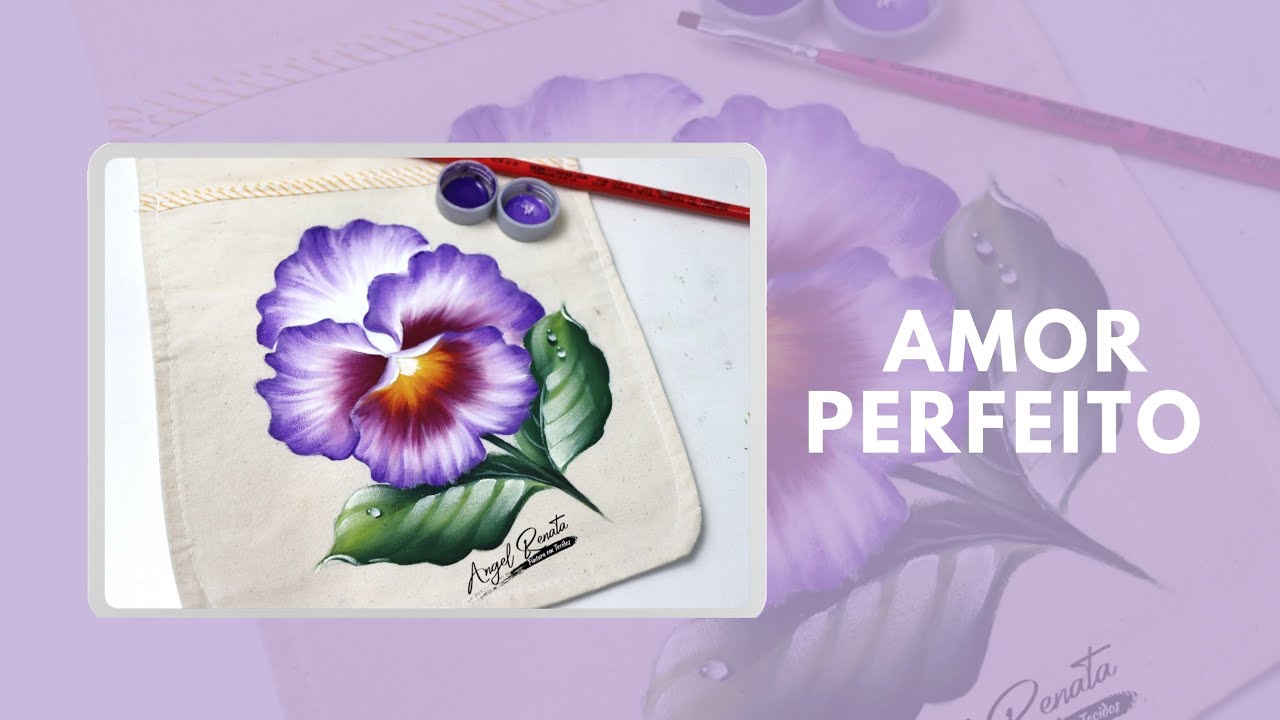 Como pintar amor perfeito de uma maneira fácil - pintura em tecido para iniciantes