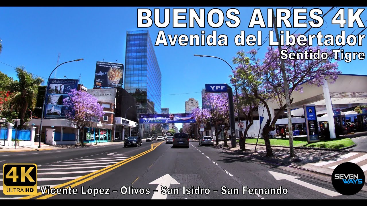 [4K] BUENOS AIRES - AVENIDA DEL LIBERTADOR (Vicente López/San Isidro/San Fernando) Sent. Tigre