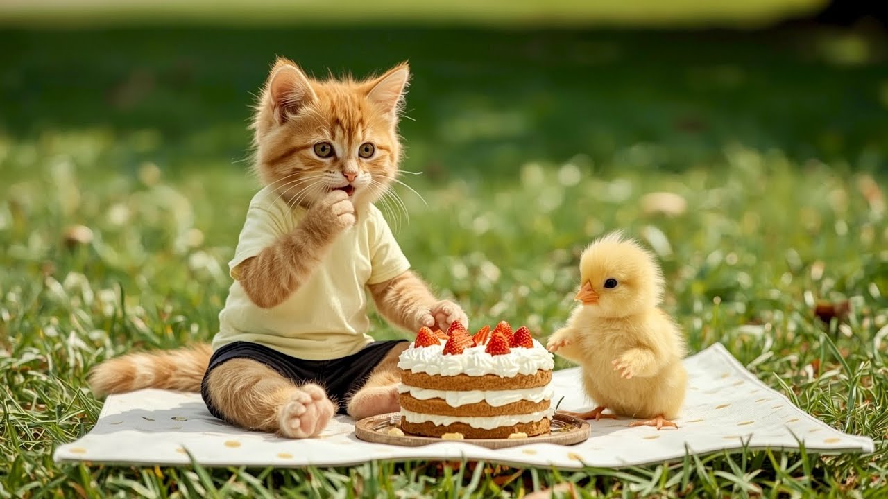 Friendship between a cat and a chicken🥰🙀 | The story of a kitten caring for a chick