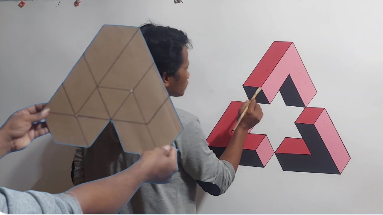 Effect 3d design | 3D wall art | 3D wall painting triangle | 3D wall decoration