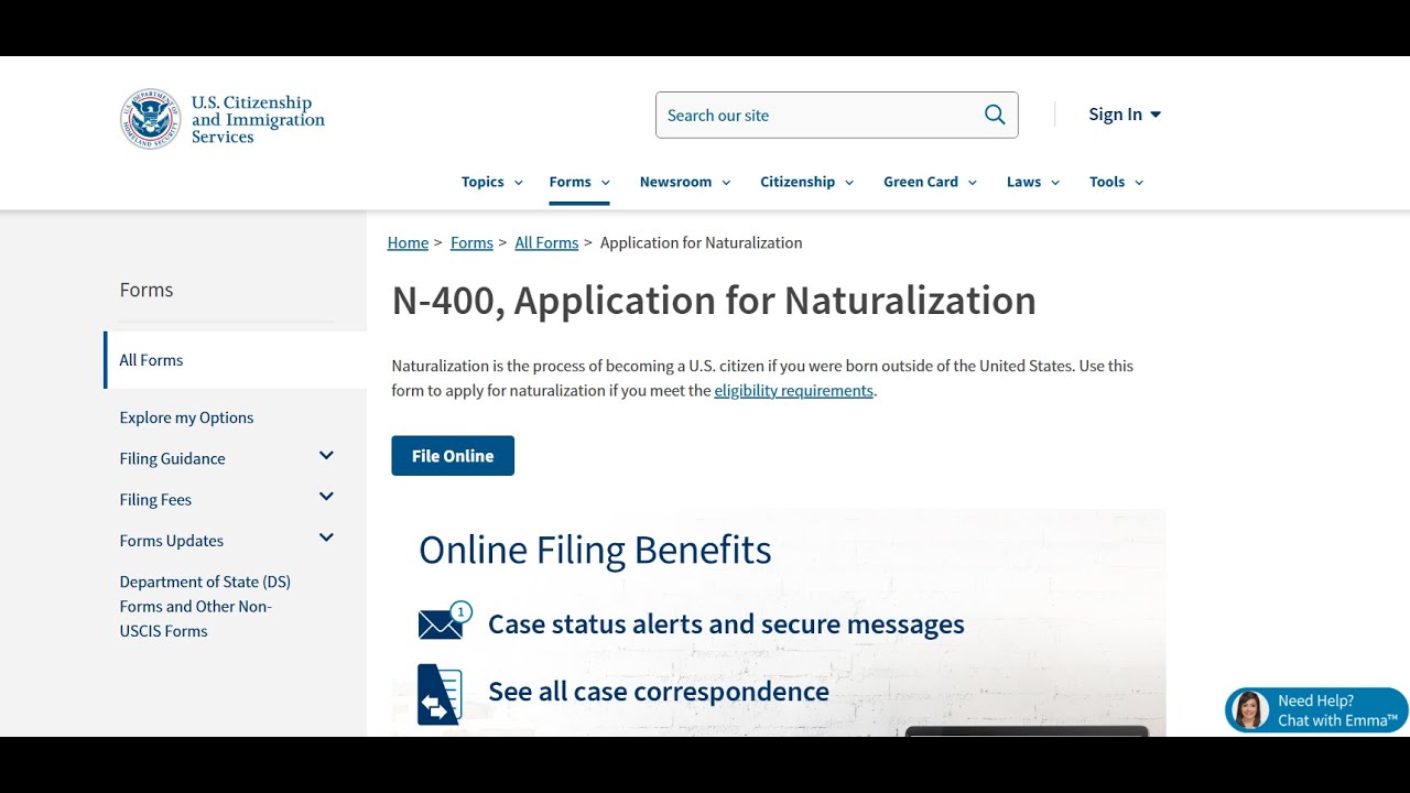 Como llenar formato N 400 para ser naturalizado en los Estados Unidos