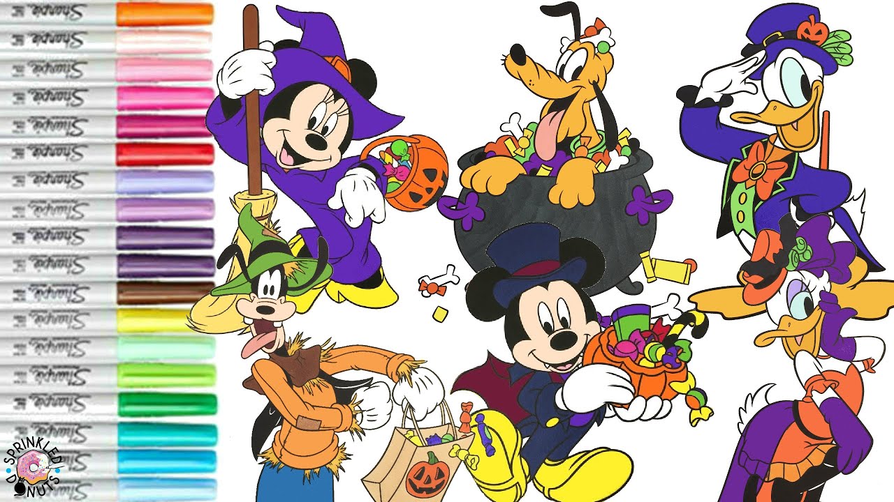 Disney Coloring Book Compilation Halloween Fun Minnie Mouse Mickey Donald Daisy Goofy and Pluto