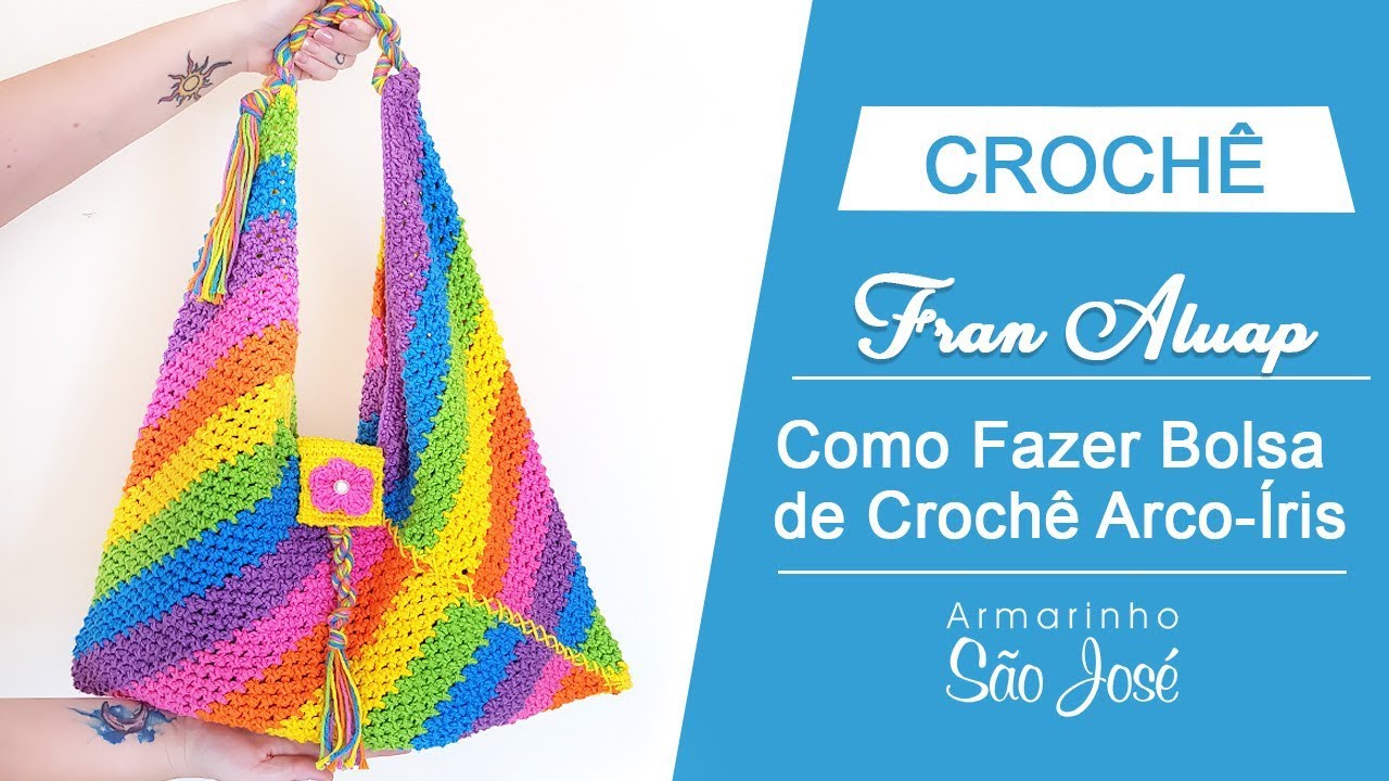 Como Fazer Bolsa de Crochê Arco Irís por Fran Aluap