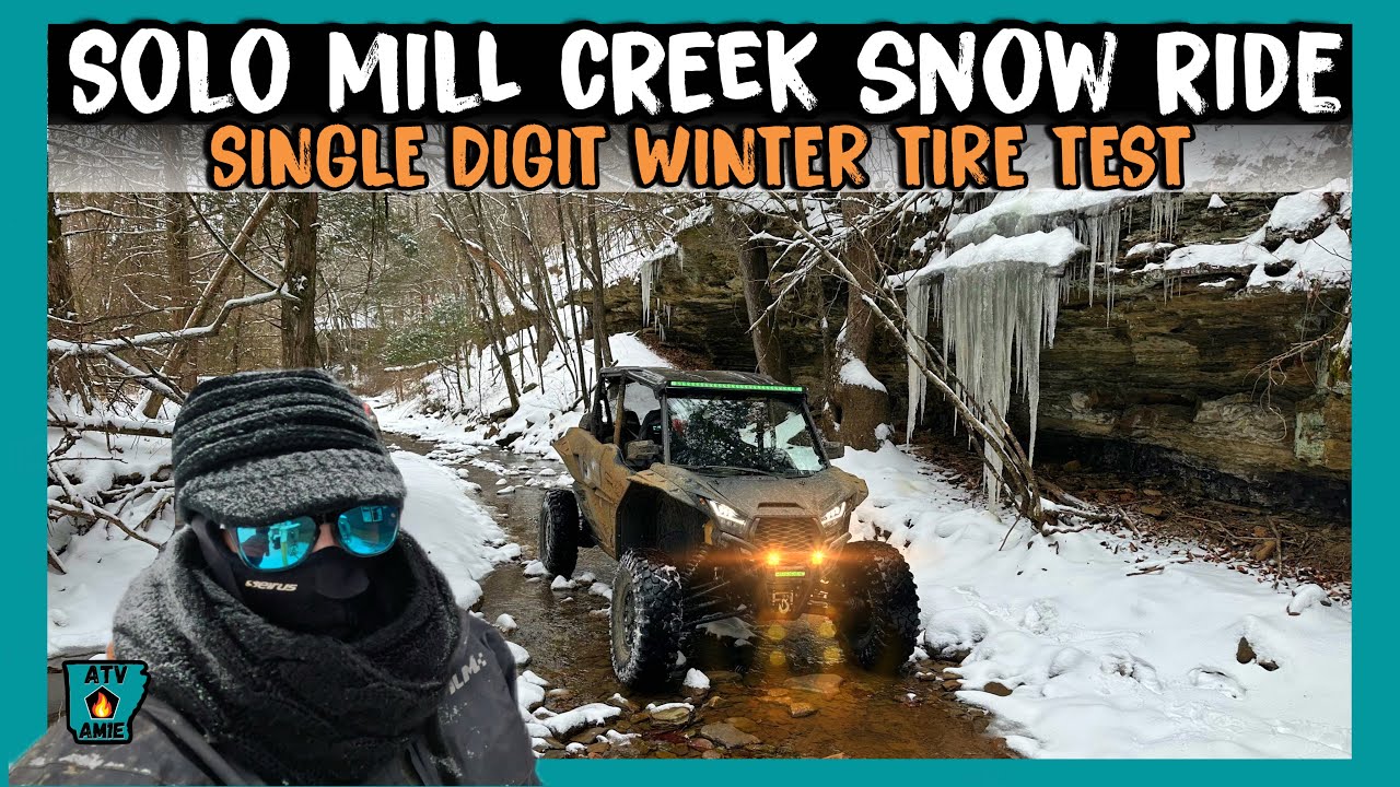 Frozen SXS Snow Ride in Arkansas Mill Creek Waterfall Mission