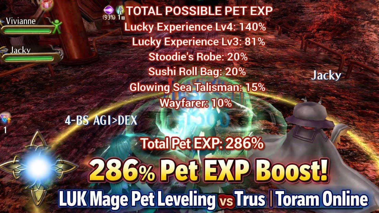 286% Pet EXP Boost! LUK Mage Pet Leveling vs Trus | Toram Online