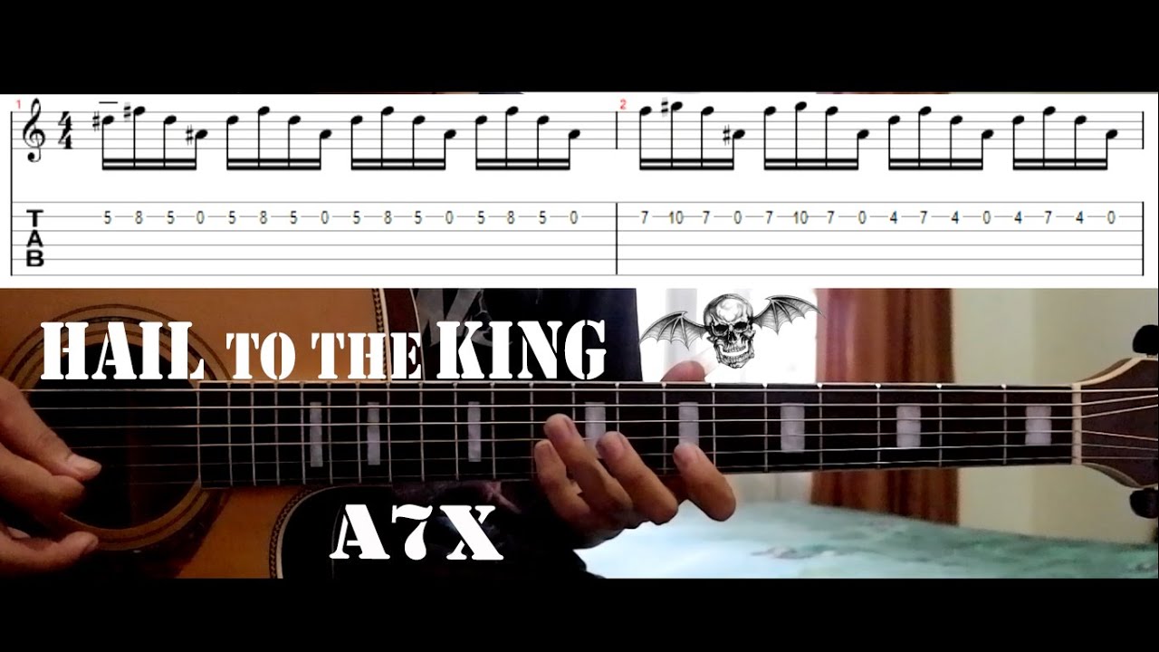 Tutorial Avenged Sevenfold - Hail To The King Guitar Solo Acoustic Version With TAB & CHORD