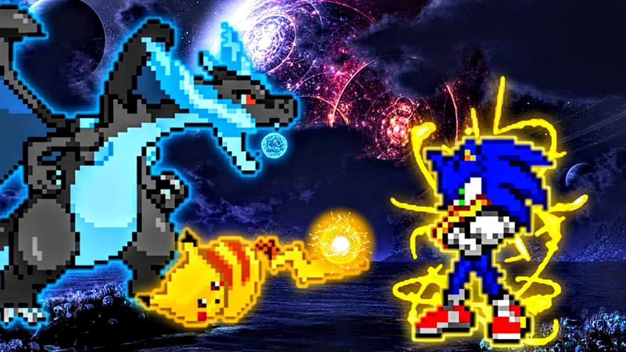 Pikachu OP (New) & Charizard OP (New) VS Sonic Chaos OP (all form) in Jump Force Mugen