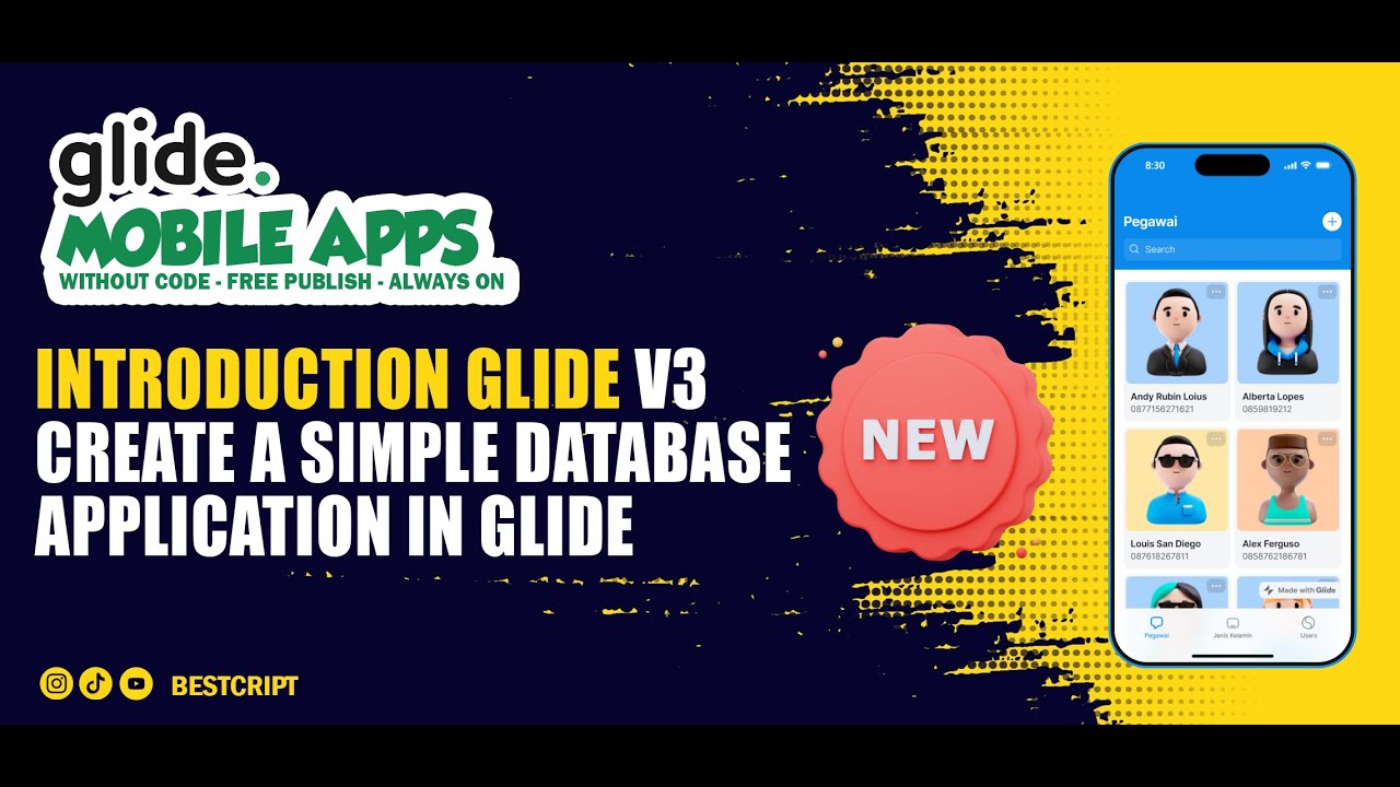 Glide Mobile : Pengenalan Kembali Glide V3 Terbaru + Buat Aplikasi Mobile | Mobile Apps No Code
