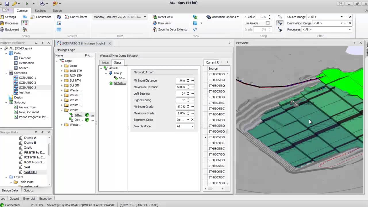 Haulage demo SPRY Scheduler