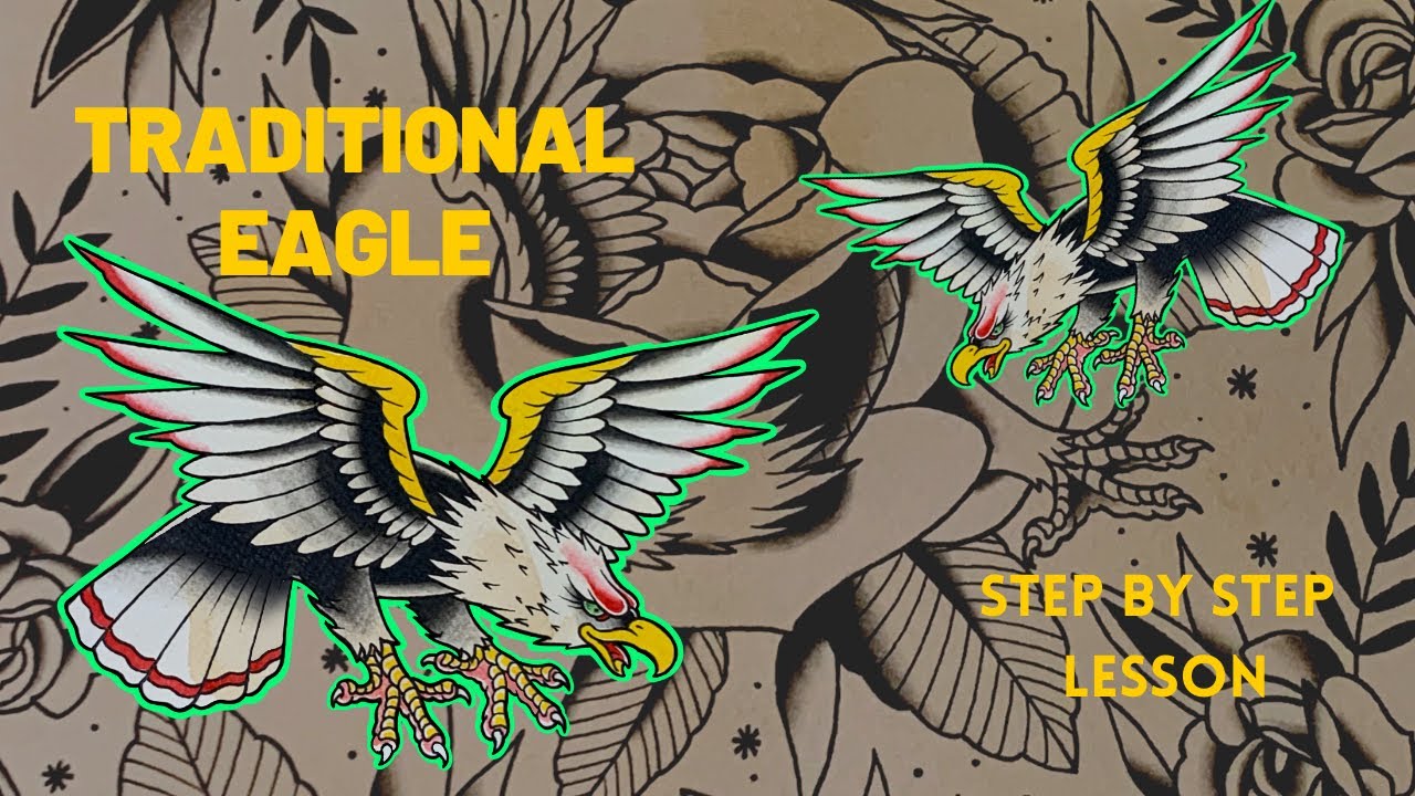 How to draw an Eagle (tattoo flash drawing)