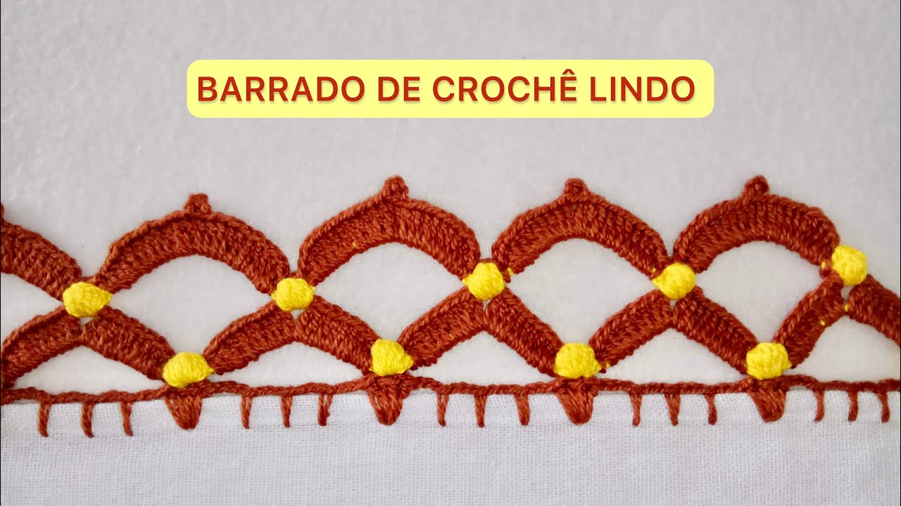 BARRADO DE CROCHÊ  PARA PANO DE PRATO Tutorial de crochê super fácil #repost