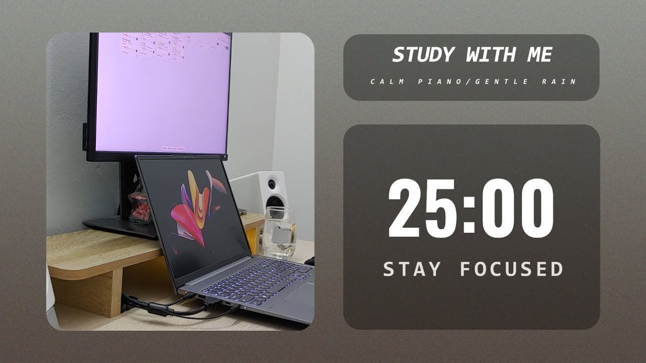 85-Minute Study With Me | POMODORO 25/5 | Deep Focus, Piano & Rain 🌧️