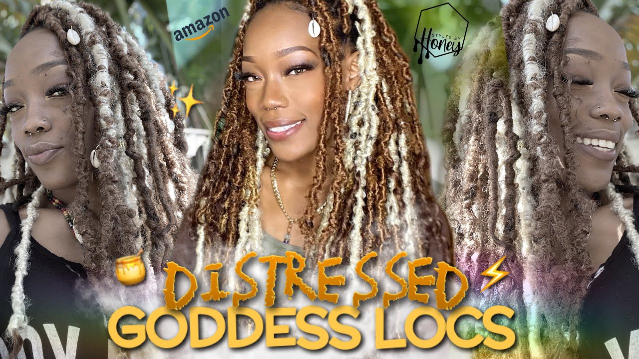 DIY Crochet Distressed Faux Locs 😍 using Crochet Goddess Locs 🙌🏽 feat. YEBO + LONGQI HAIR