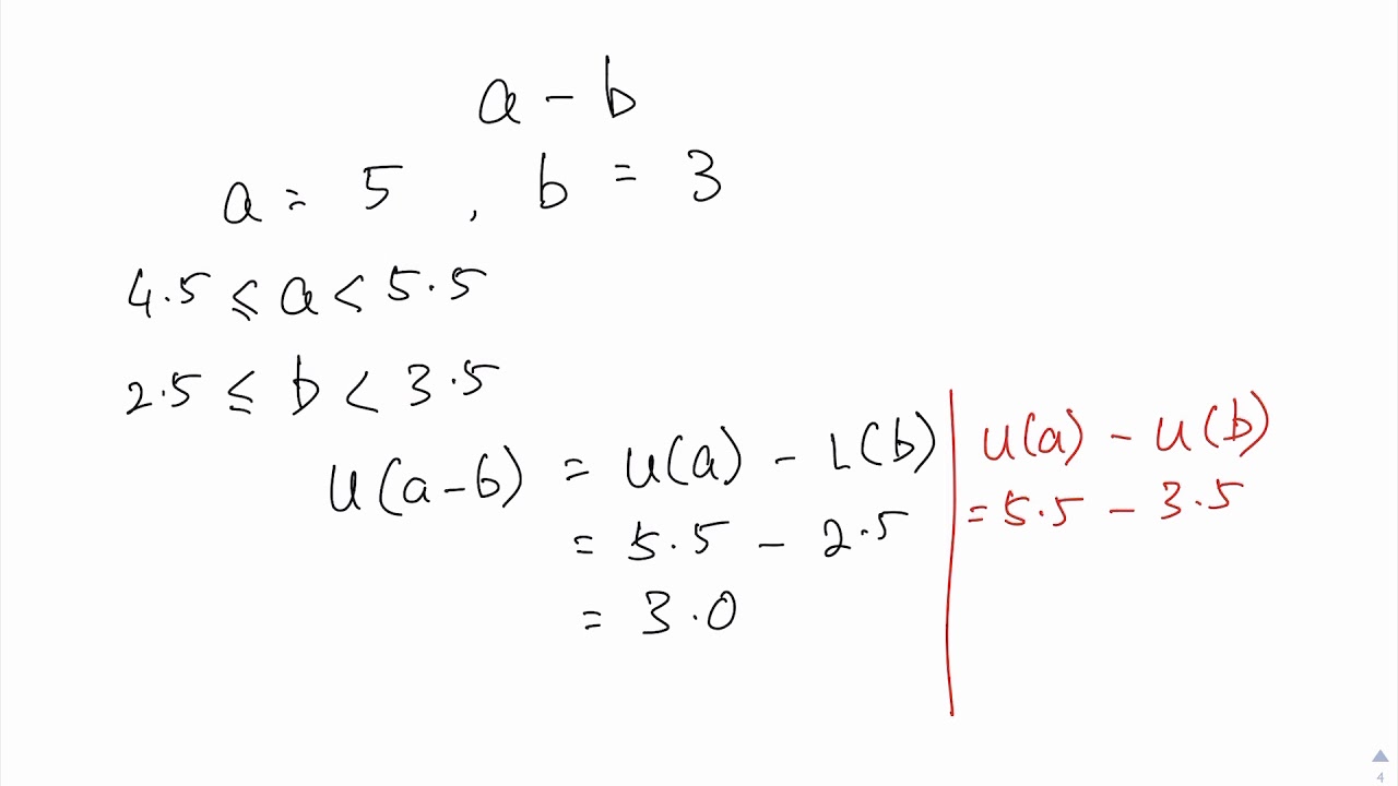 Upper and lower bounds – subtraction of two values