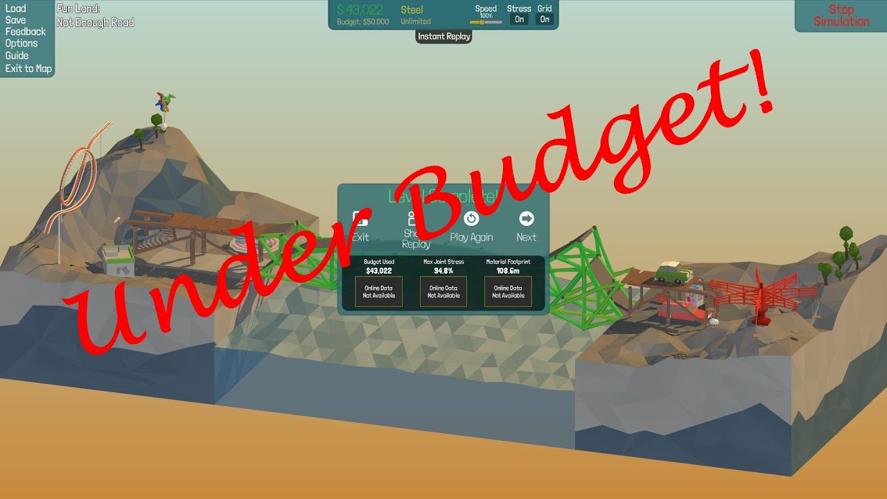 Poly Bridge Part 40 Land Brace Snow Drift Level 1 Under Budget