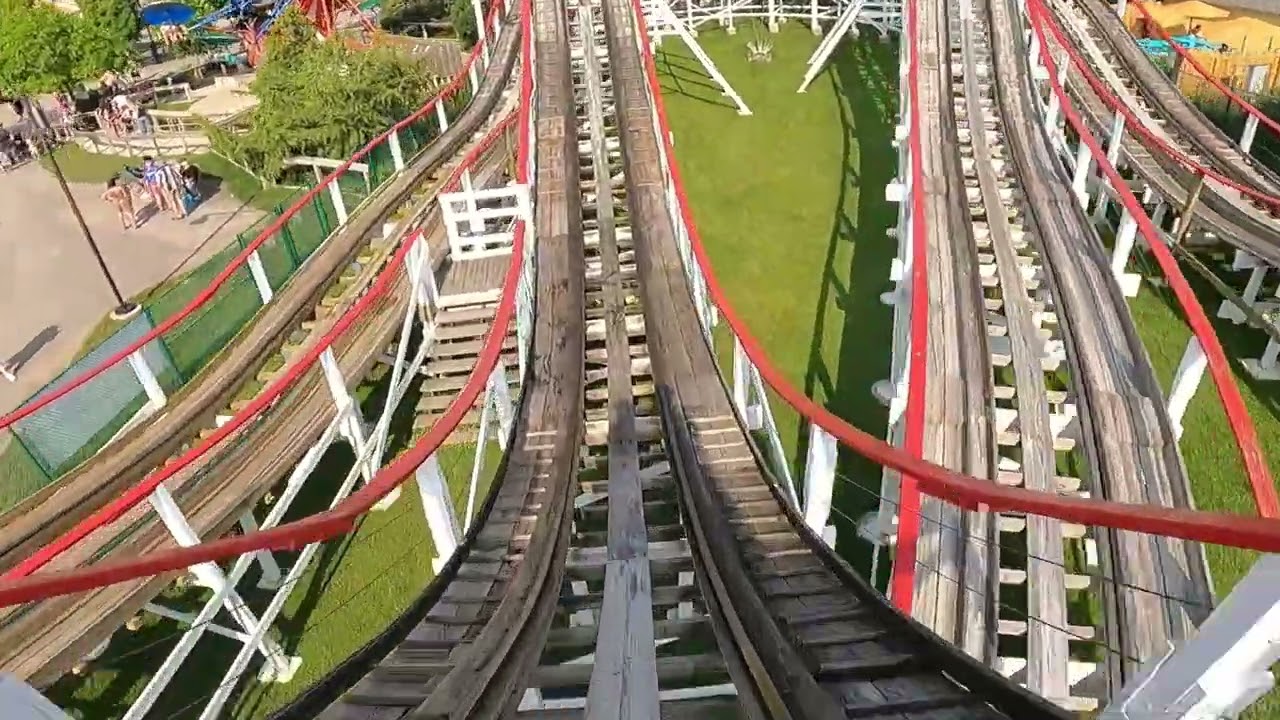 Sea Dragon historic wood roller coaster at Columbus Zoo. On-ride POV of a John Allen PTC ride.