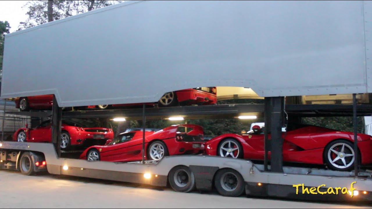 EXCLUSIVE!: LaFerrari, Enzo, F50, F40 & 288 GTO SOUND! unloading! Concours D'Elegance of Knokke