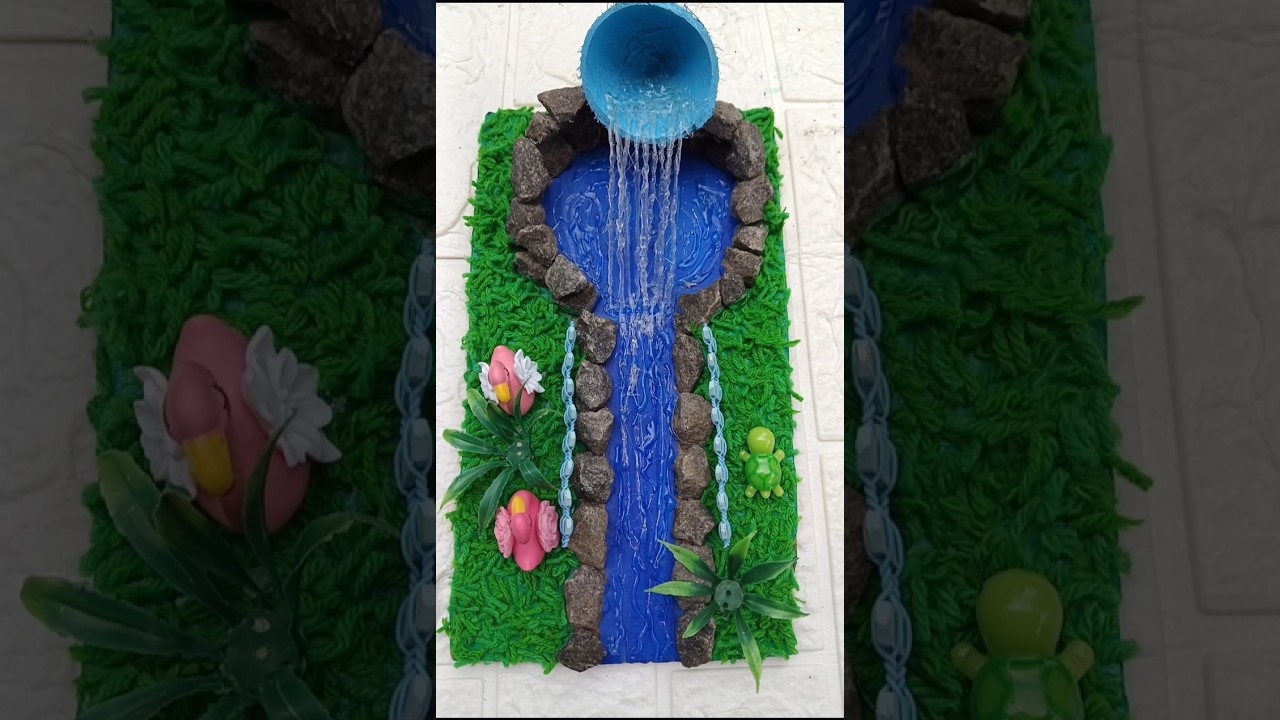 Artificial waterfalls showpiece making at home idea 😍❤️ #trending #waterfall #viralvideo