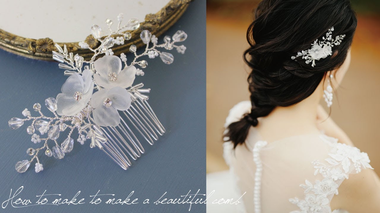 How to make a wedding hair comb. ウェディングヘアーアクセサリーの作り方♪#weddinghairaccessories #DIY
