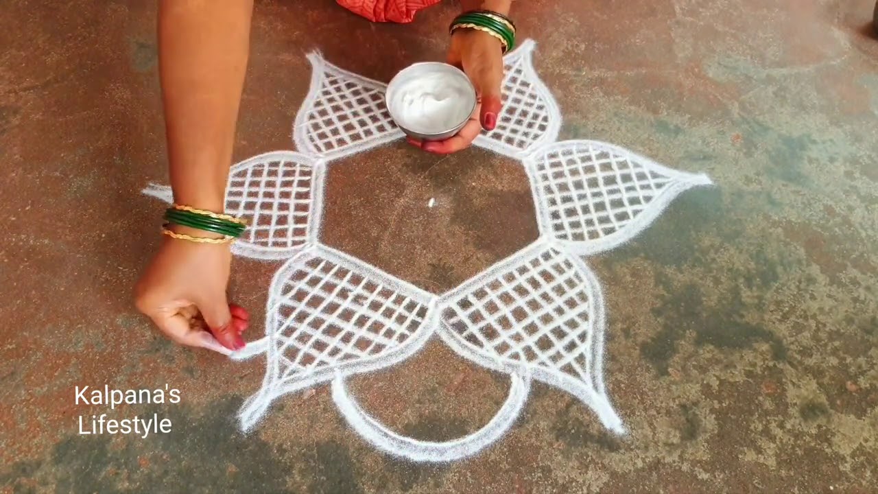 Diwali special flowers kollam simple design pandaga muggulu easy rangoli