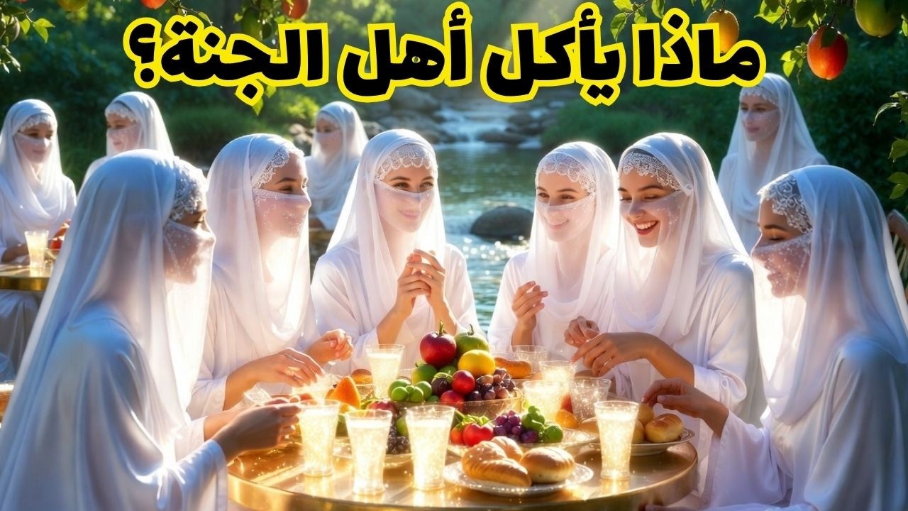 طعام أهل الجنة كما لم تره من قبل (مشاهد بالذكاء الاصطناعي)كما وصفه القرآن الكريم وصحّ عن النبي