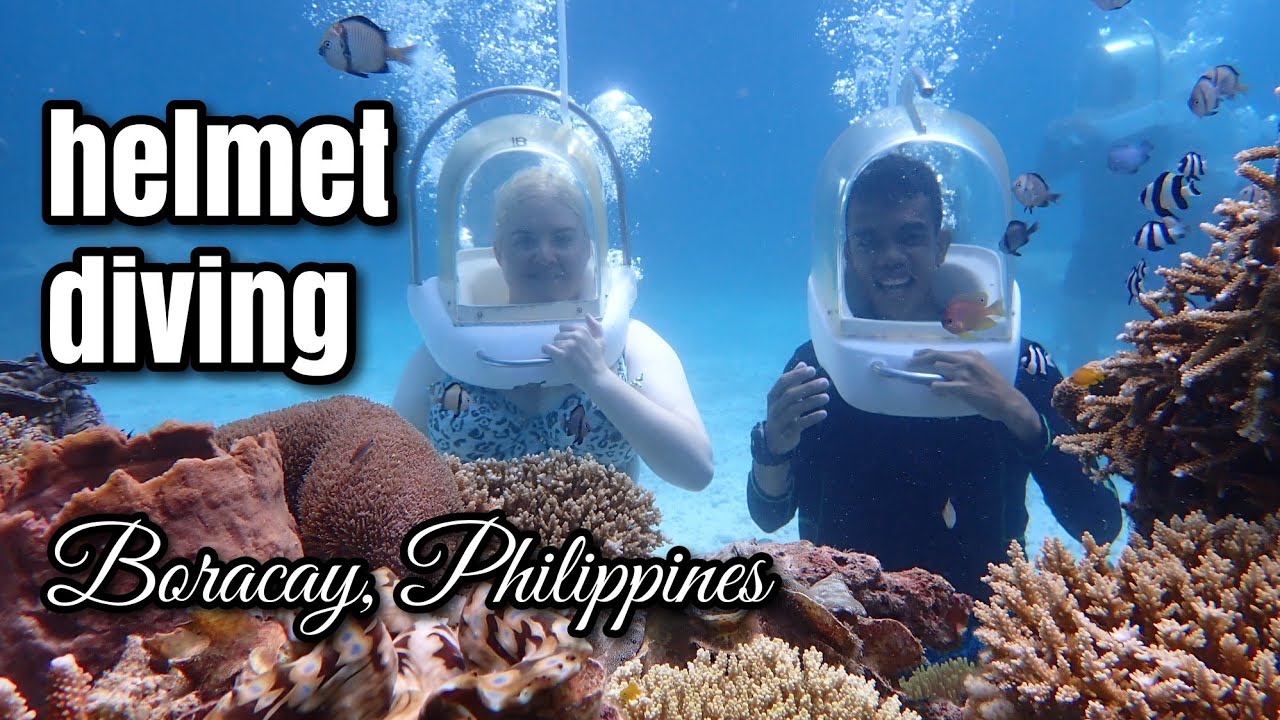 Scuba helmet diving / Vaccation AMWF couple / AMWF love story / Boracay Philippines 2022