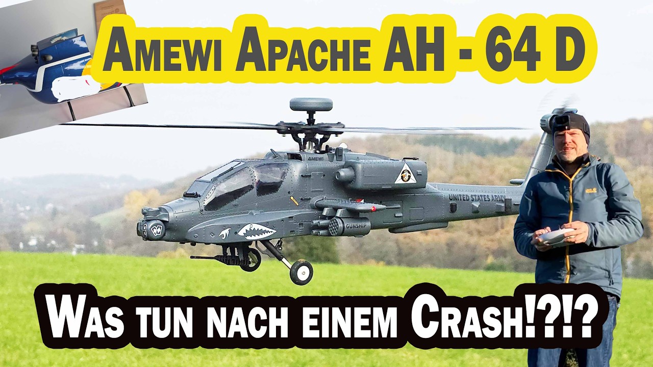 RC Helikopter Crash - Wie geht's weiter? Wir fliegen Amewi Apache AH-64 D