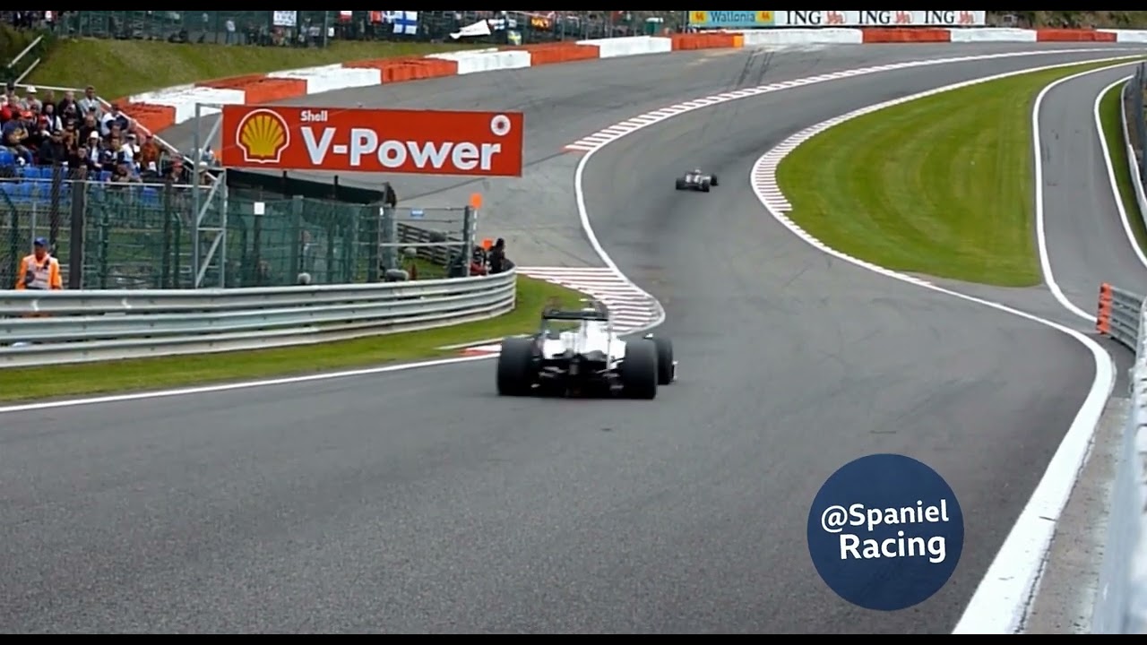 2009 F1 Belgian GP CLIP of static camera shows the V8&rsquo;s scream through Eau Rouge up to Raidillon.🎧