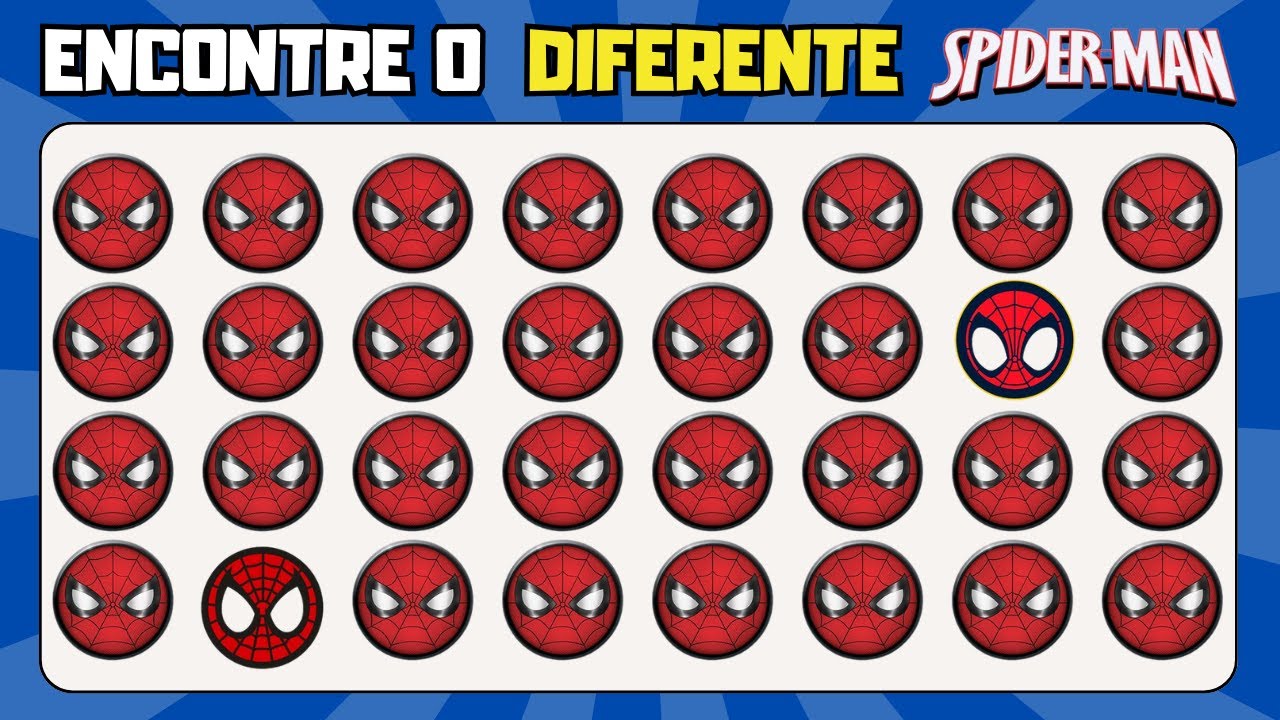 🕵️‍♀️🎯[ENCONTRE O PERSONAGEM DIFERENTE]! Edição 🕷️HOMEM-ARANHA🔎Percepção Visual! 🧐