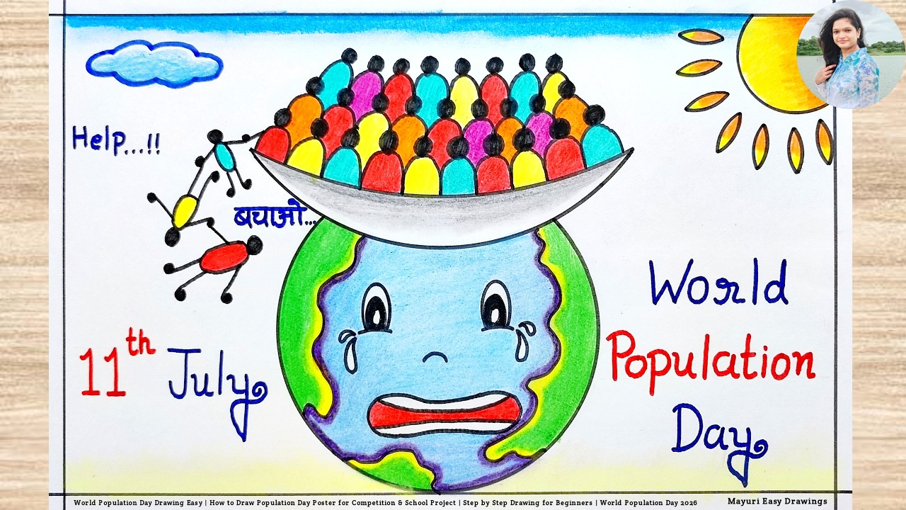 How to Draw World Population Day Drawing | Population Day Poster Drawing | Drawing for Competition