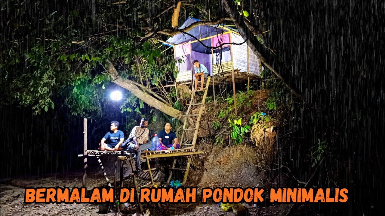 diguyur hujan deras, tidur nyenyak di shelter bertingkat dipinggir sungai