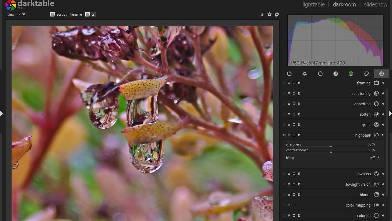 Darktable Hoch und Tiefpassfilter