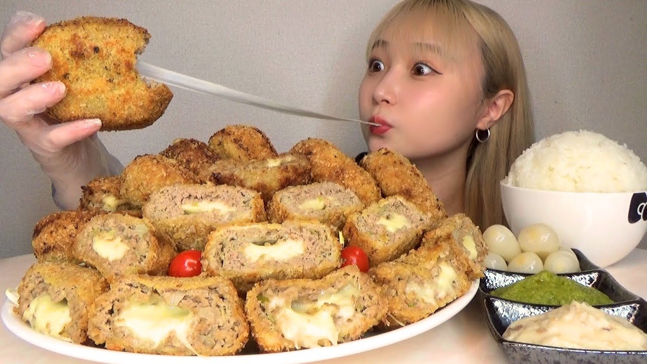 【モッパン】特大チーズ入りメンチカツを大量に揚げて大食いしたら美味しすぎた。